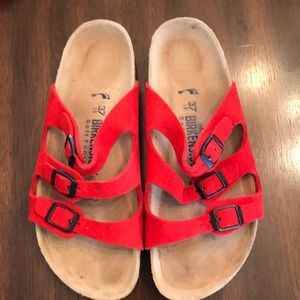 VGC Red suede Birkenstock sandals Size 37. FITS US size 7.